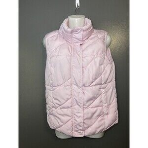 Oodji Super Active Puffer Vest Womens Small Pink Quilted Zip Snap High Collar